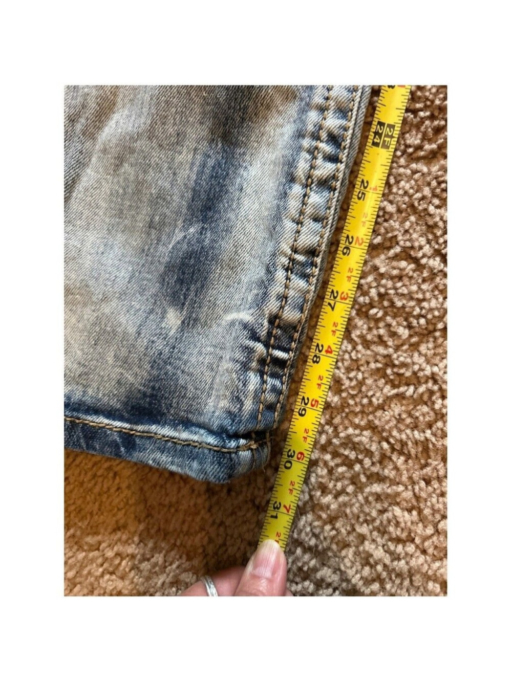 True Indigo Mens Slim Fit Light Acid Wash Embroidered Jeans 30x32 F-119 - Picture 9 of 14